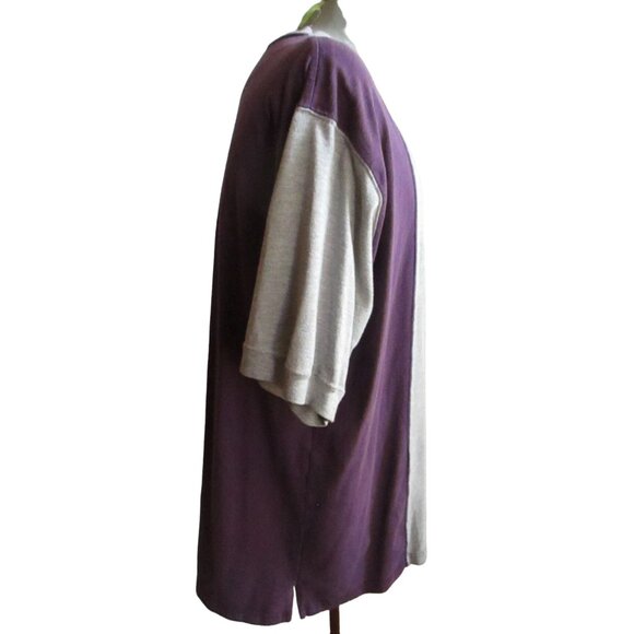 Vintage Henley Shirt Large Citi Express Mens Two-Tone Polo Shirt Purple & Gray - Picture 3 of 7